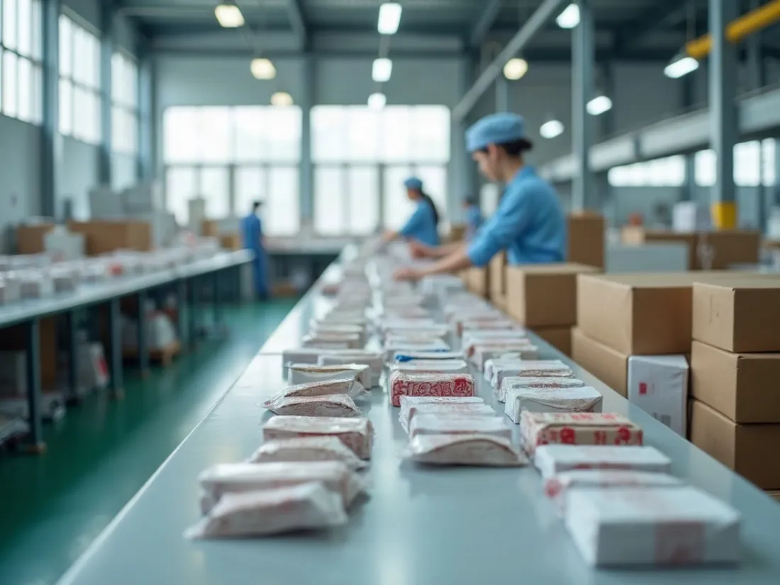 Chaîne de conditionnement dans une usine